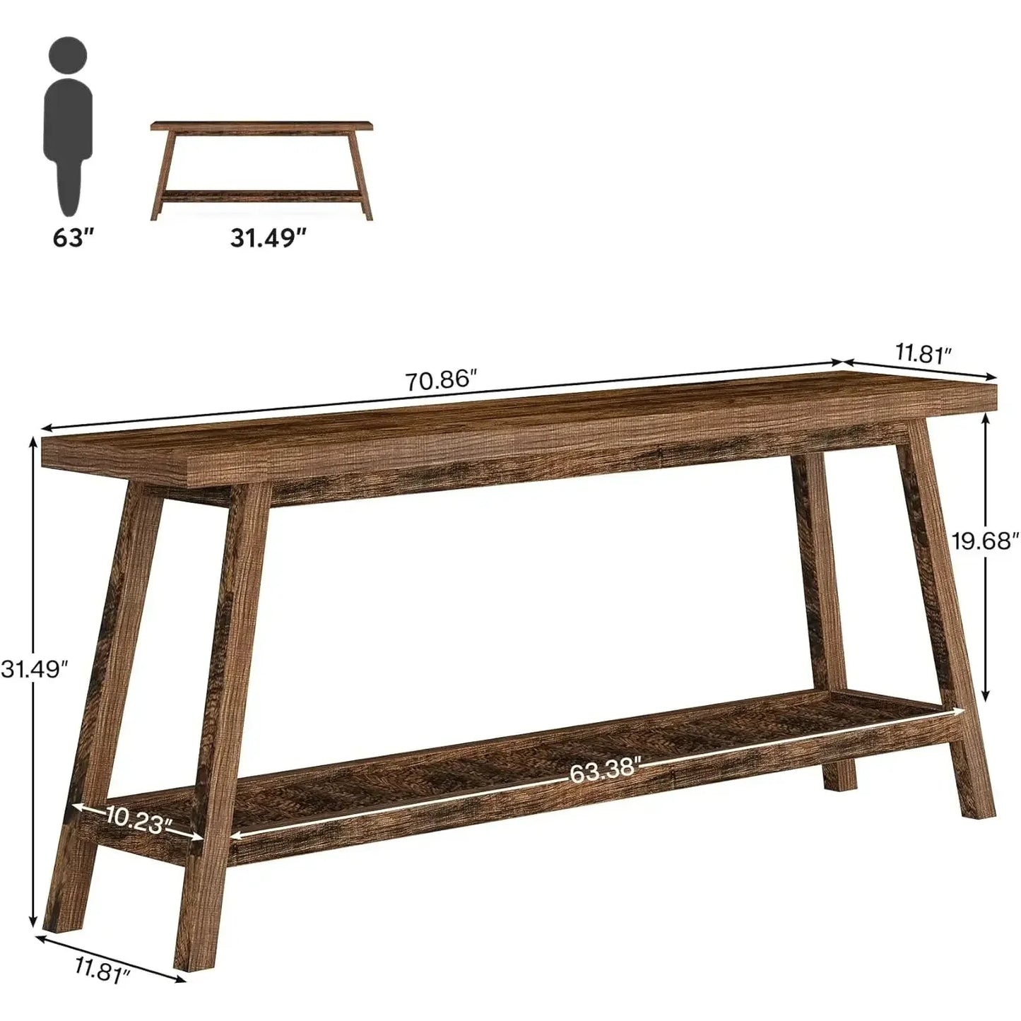 Little Tree All Wood Console Table Two Tier For Entryway Hallway Living Room