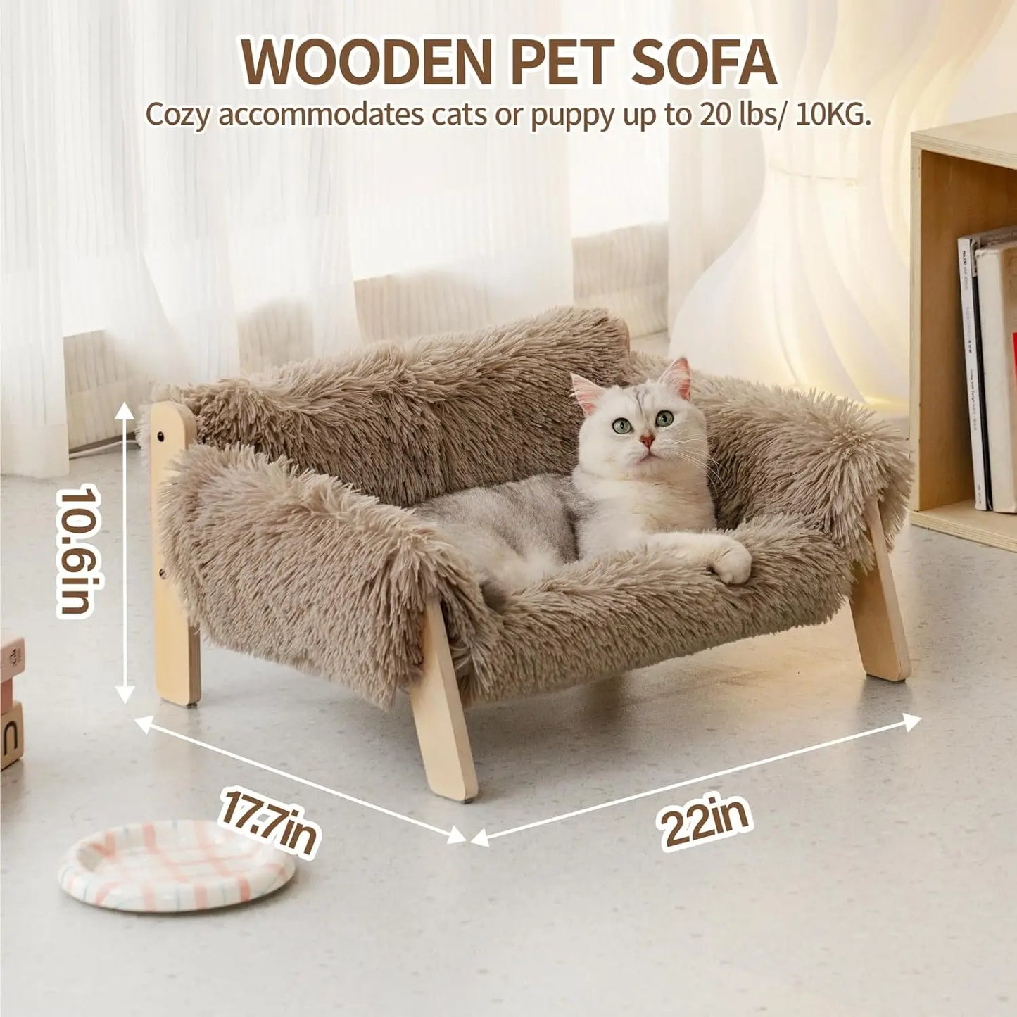 MEWOOFUNCN Cat Couch Bed Pet Sofa With Removable Mattress Cover