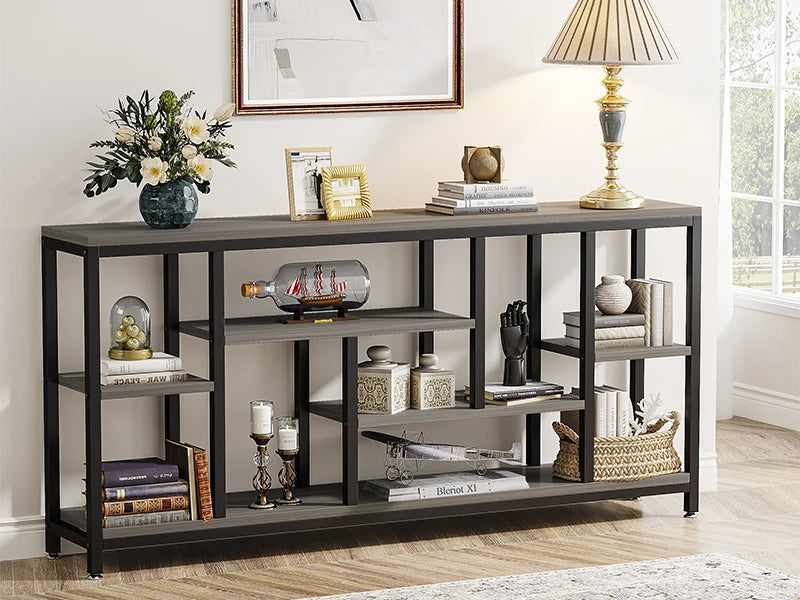 LITTLE TREE Console Sofa Table 3-Tier Industrial Narrow Entryway