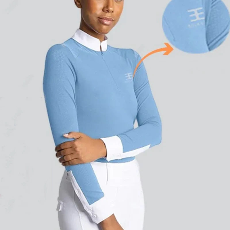 Zipper Equestrian Women's Long Sleeve Sports Top For Horse Riding