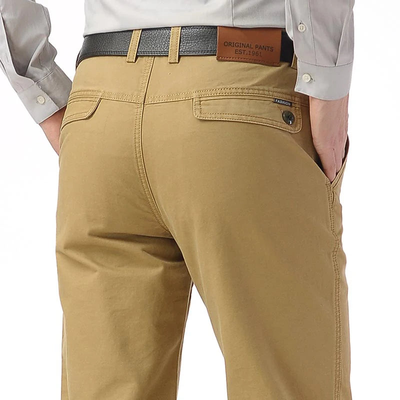 ICPANS Men Cotton Denim Straight Leg Casual Pants Everyday Comfort