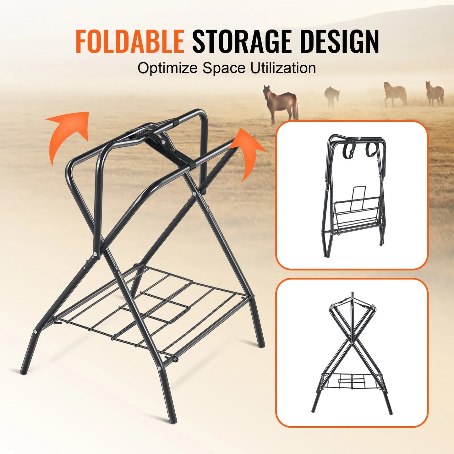 Folding Saddle Rack Freestanding Horse Saddle Stand 2 Pack