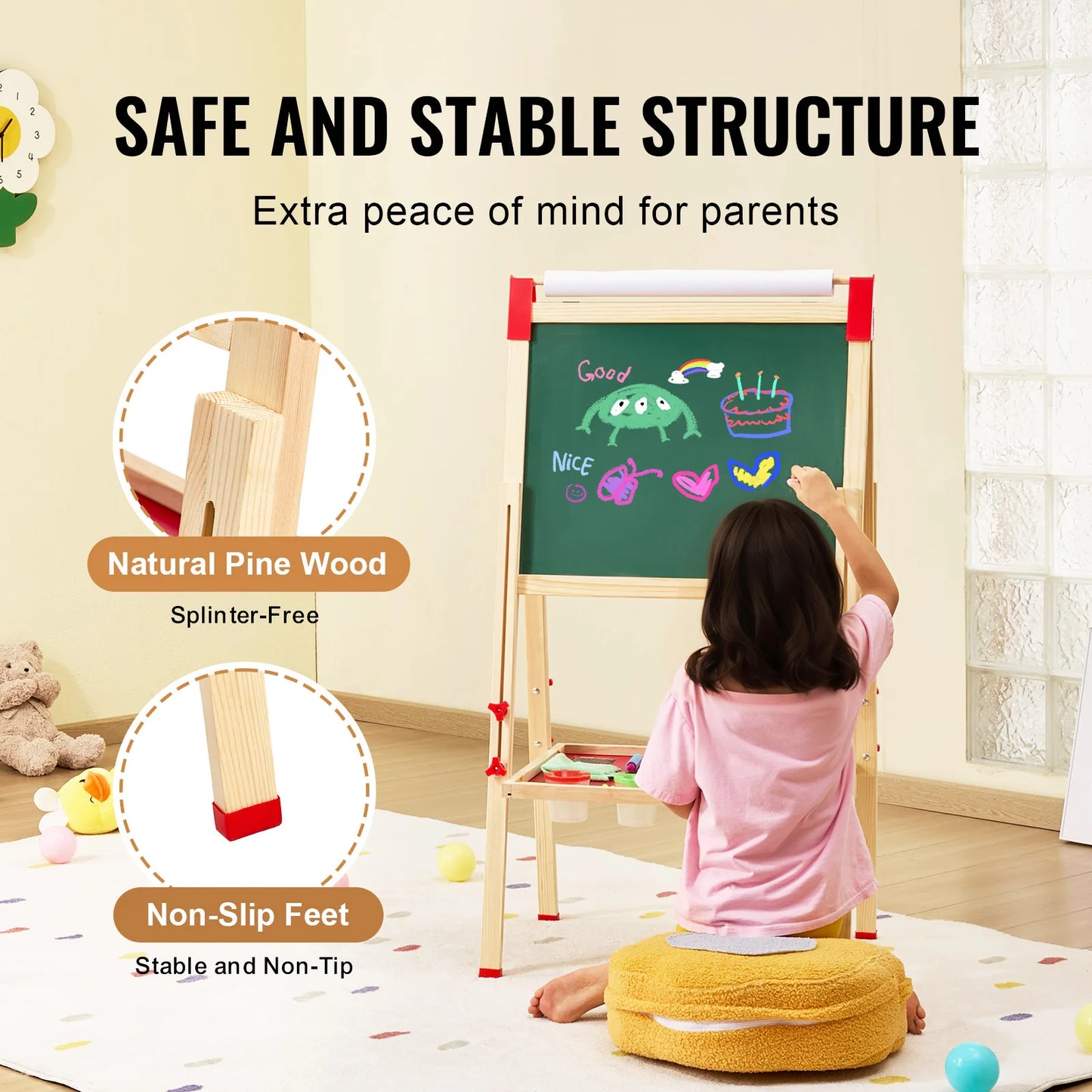 SucceBuy Wooden Double Sided Magnetic Drawing Board For Kids