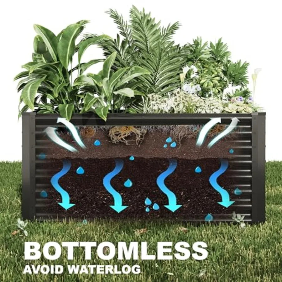 OLOEY Raised Garden Bed Kit Galvanized Planter Outdoor Metal Beds