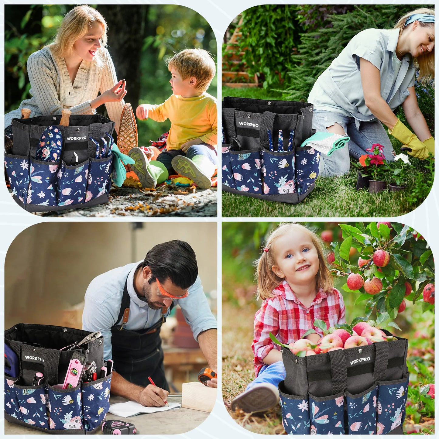 WORKPRO Garden Tool Bag with 9 Pockets Tote