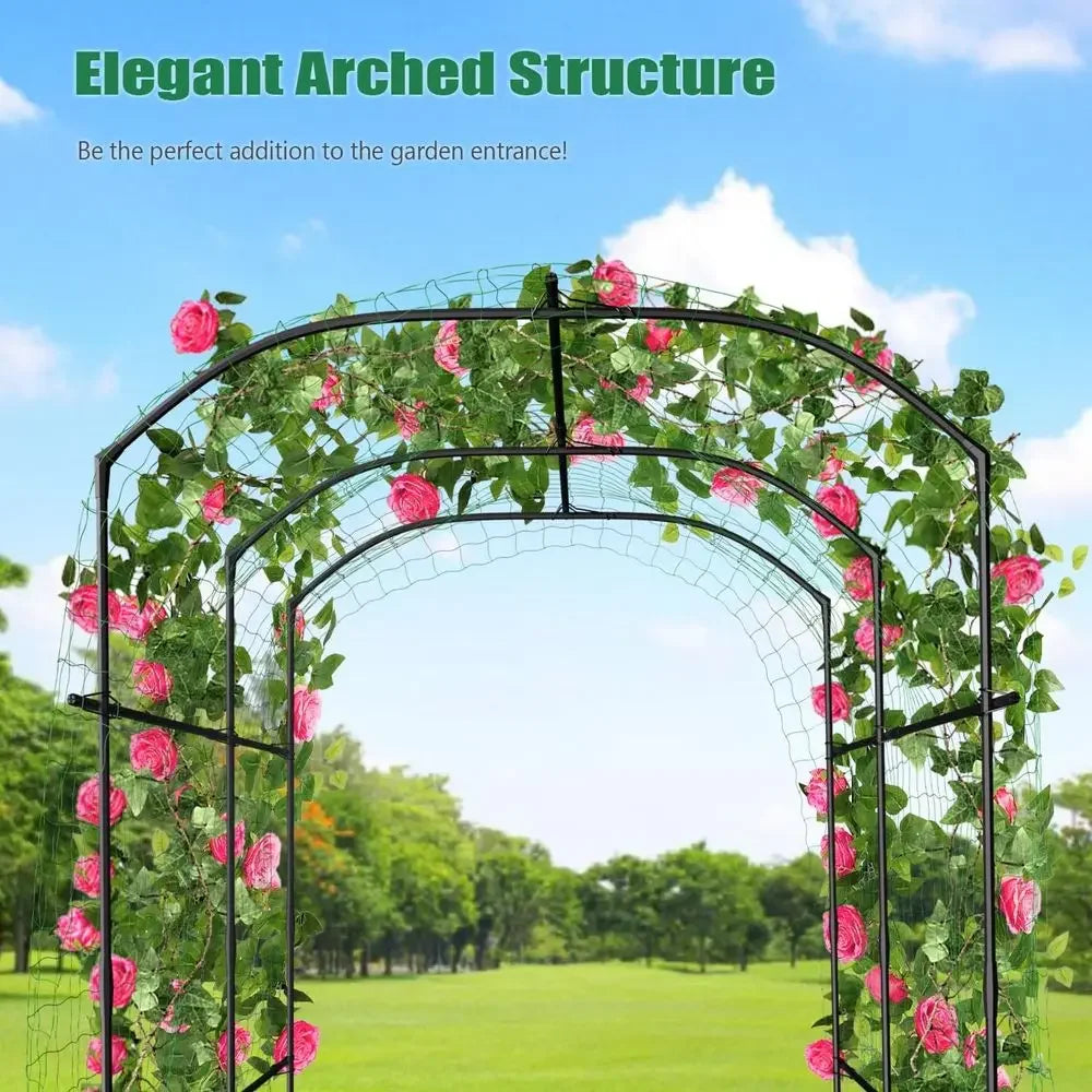 Outdoor Metal Arch Trellis, 87 x 71 x 75, Tall Garden Tunnel for Climbing Plants and Vines