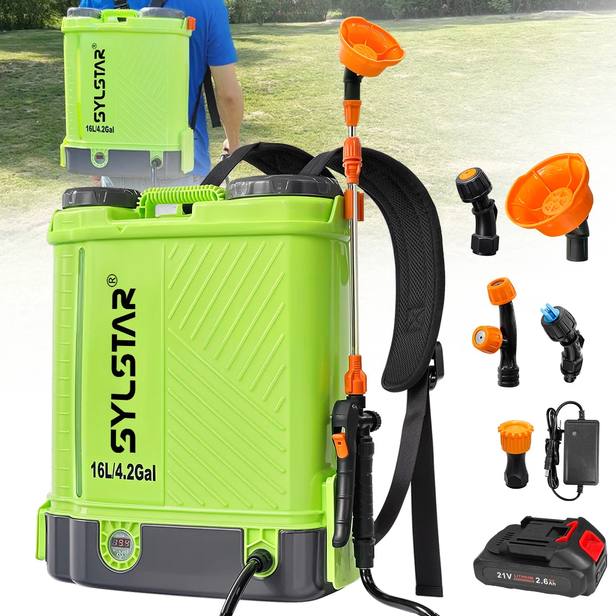 Battery Powered Backpack Sprayer 4 Gallon 100 PSI Electric Garden