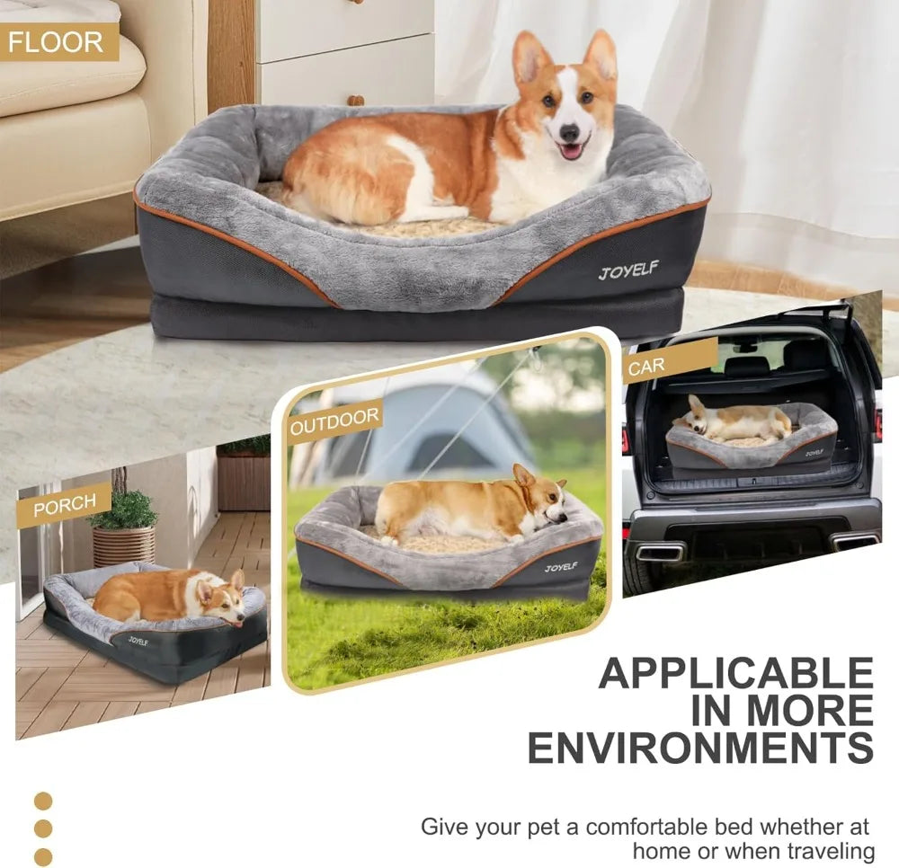 Orthopedic Memory Foam Dog Bed With Removable Cover Squeaker Toy