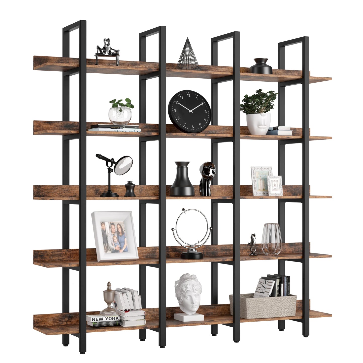 IRONCK 5 Tier Etagere Bookcase Open Shelves Home Office