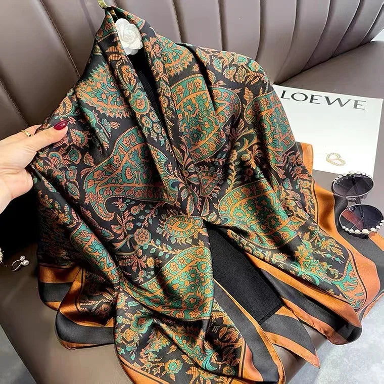 Horse Print Square Scarf For Women Polyester Windproof Head Wrap