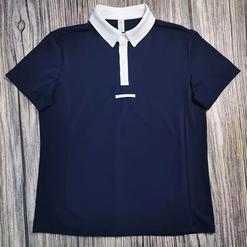 MXLLINA Mens Equestrian Short Sleeve T-Shirts Sports Horse Riding Tops Man Ridings Competition Blouse Equestrian Base Layer