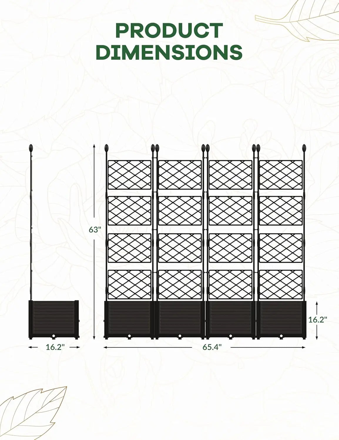 HiMISS Plastic Plant Box With Metal Trellis Raised Garden Bed