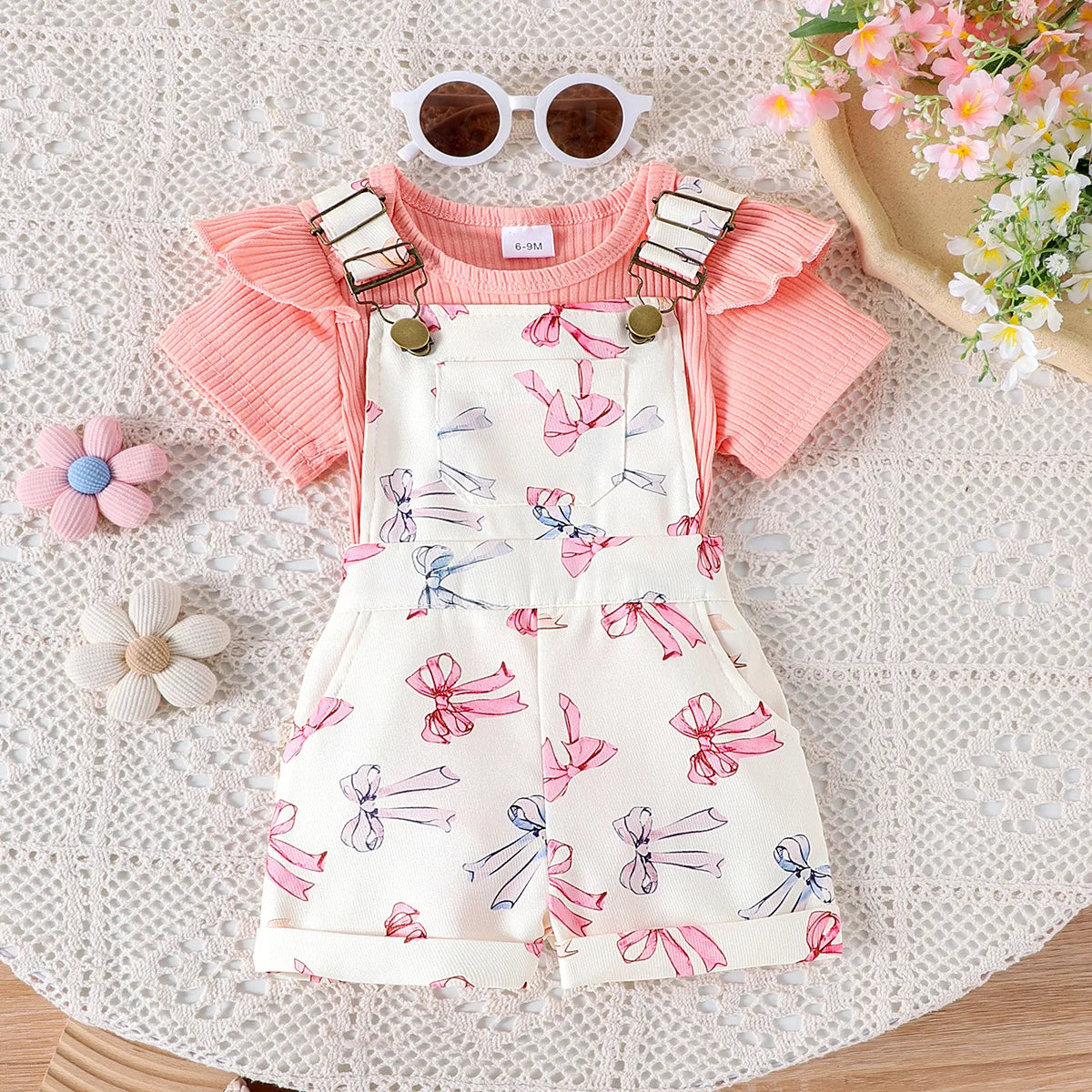 Prowow Toddler Two-Piece Suspender Overalls Set For Baby Girls