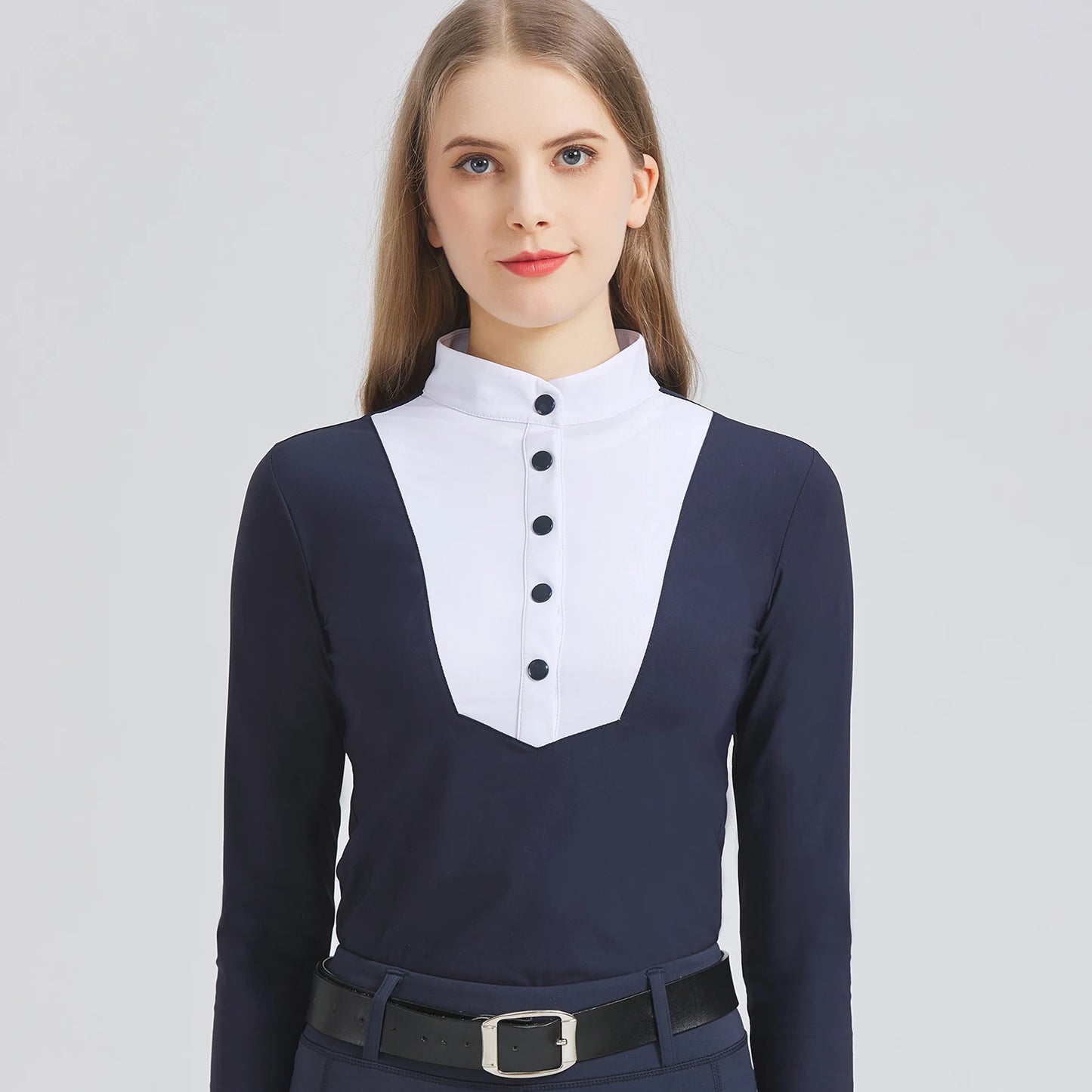 UURUU Women Equestrian Long Sleeve Polo Shirt Slim Fit