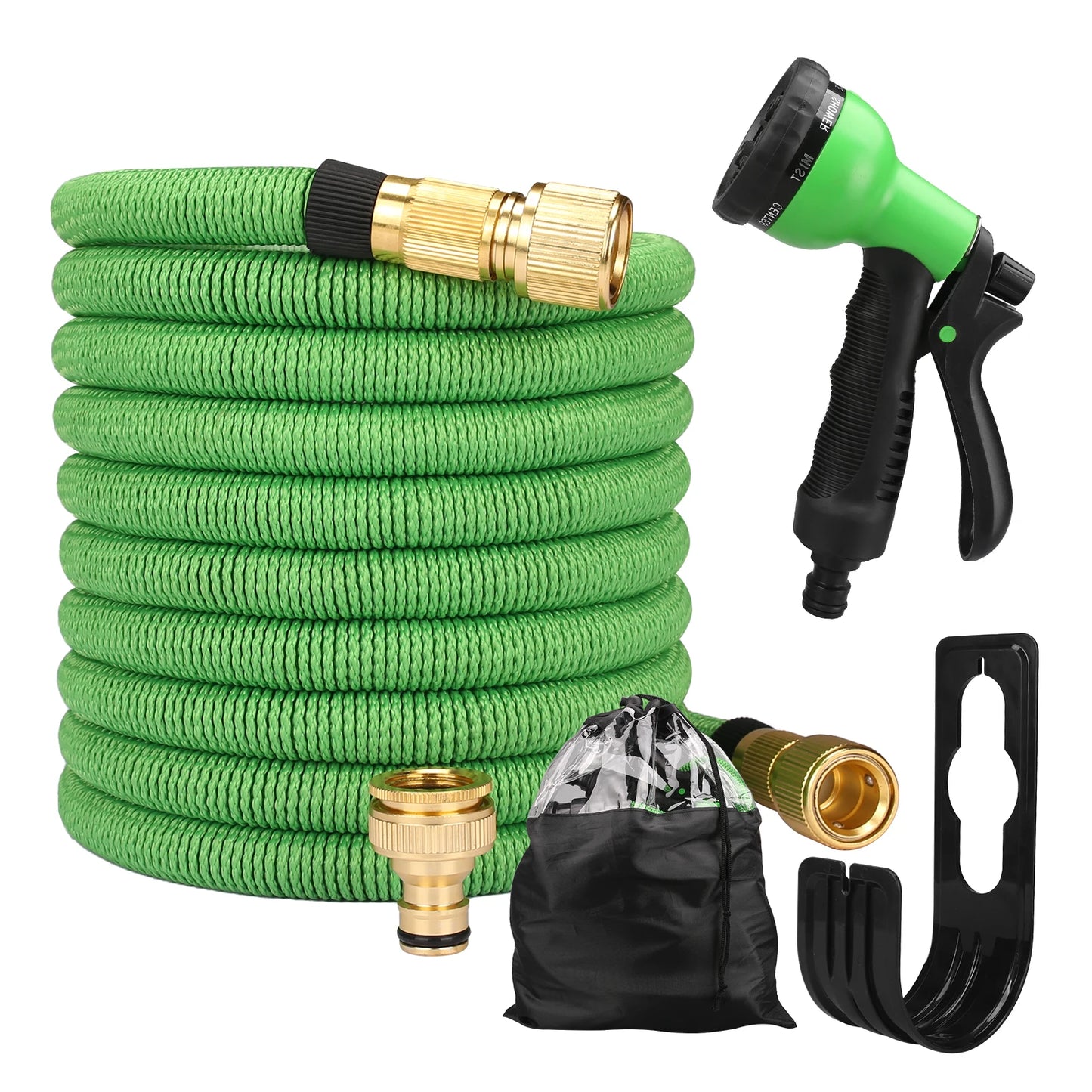 Expandable Garden Hose With 8 Pattern Spray Gun NoKink Reel