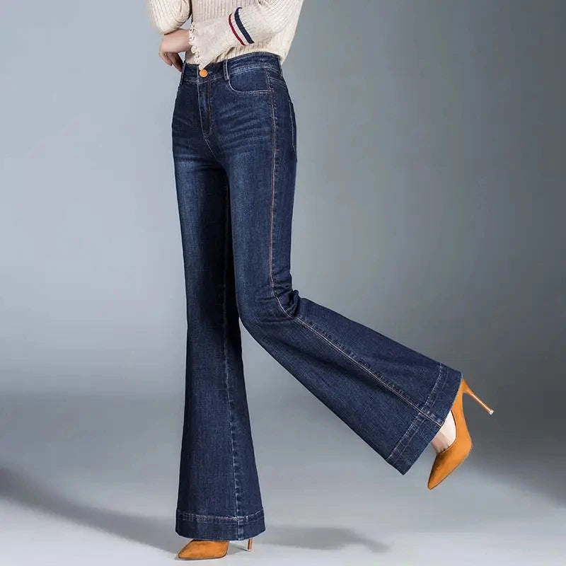 VWBQNZ Women's High Waisted Embroidered Flared Denim Jeans