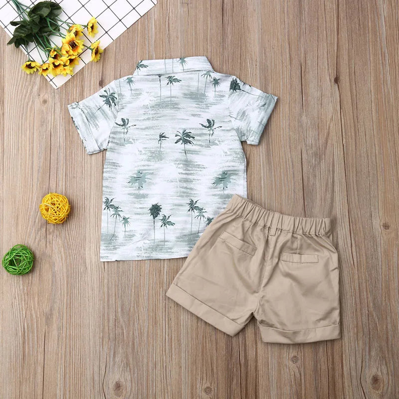 Lioraitiin Toddler Boy Shirts And Pants Set Short Sleeve