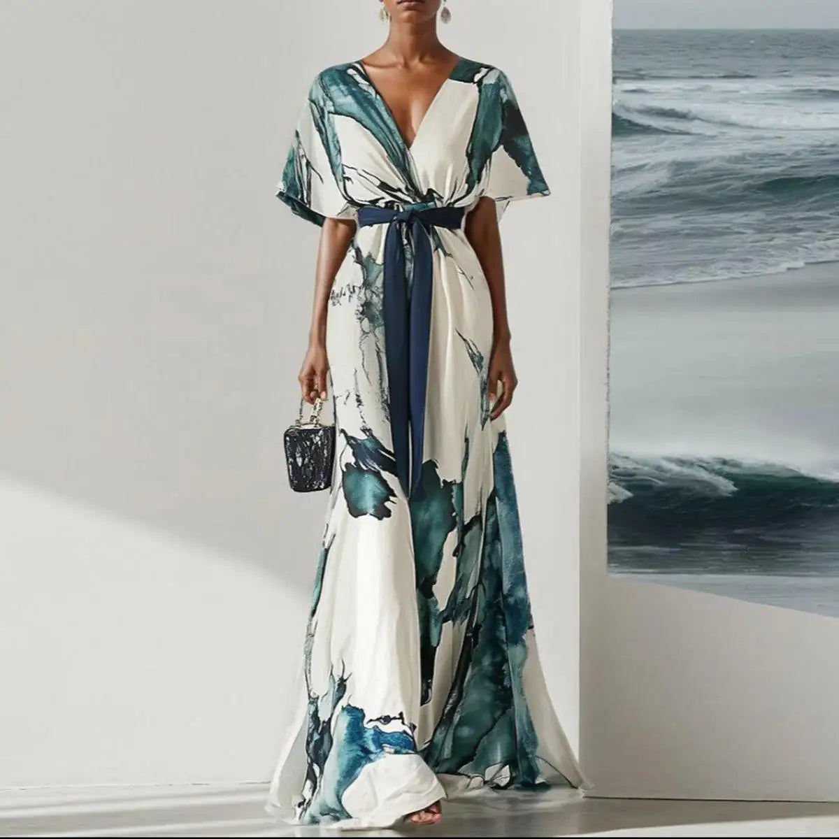 Others V Neck A Line Summer Dress for Women Lightweight