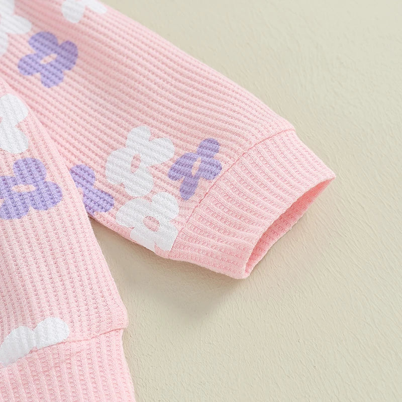 Lioraitiin Floral Print Baby Girl Set Long Sleeve Top Pants