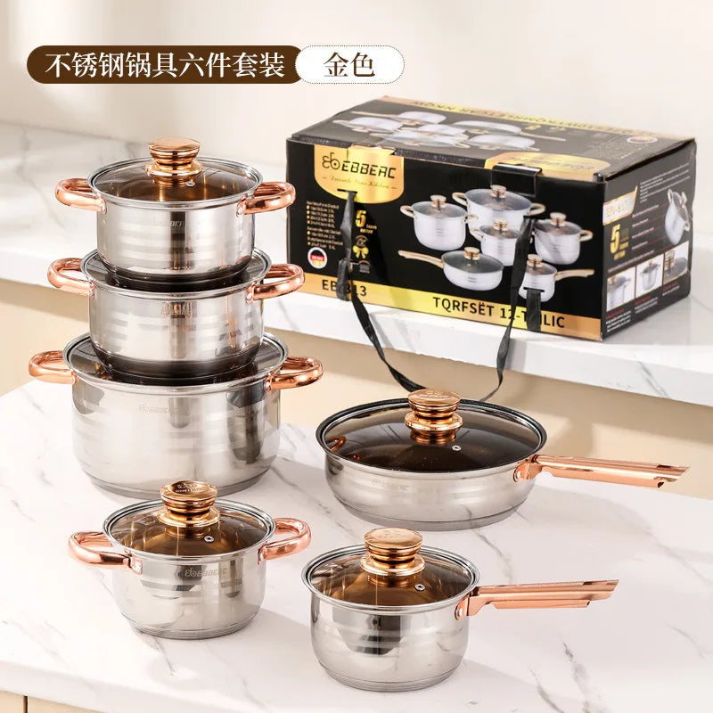 Stainless Steel Six Piece Milk Pot Set for Everyday Cooking