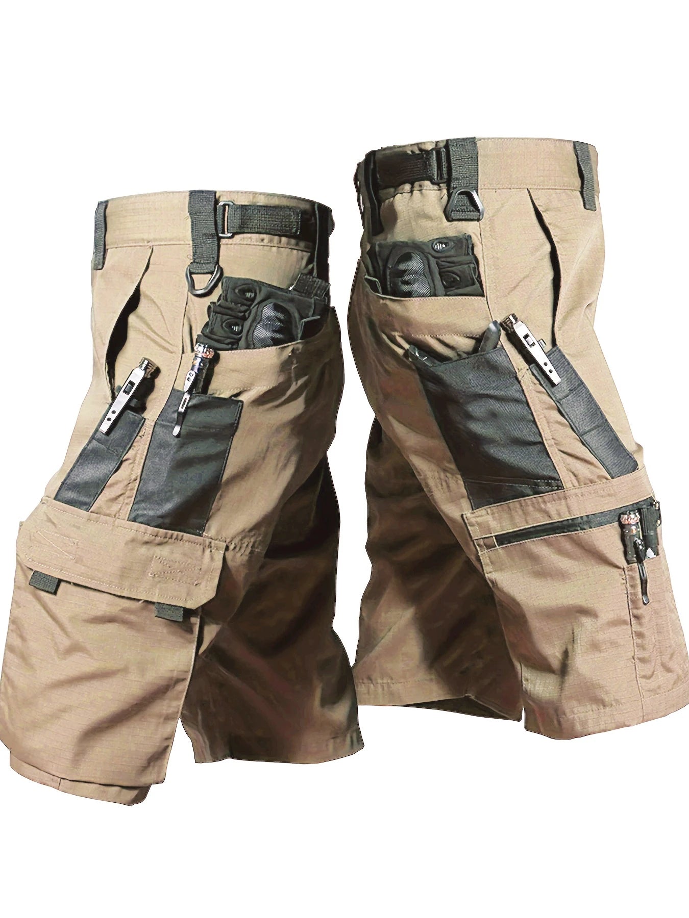 YKS JOOBCN Men's Multi-Pocket Outdoor Shorts Waterproof Wear-Resistant