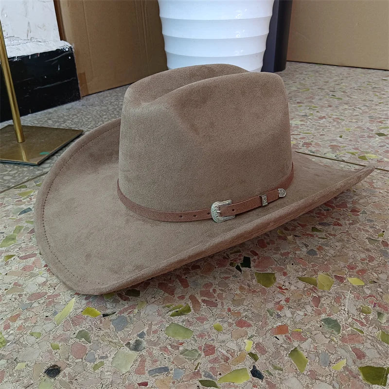 Unisex Suede Cowboy Hat Water Drop Crown Outdoor Wear