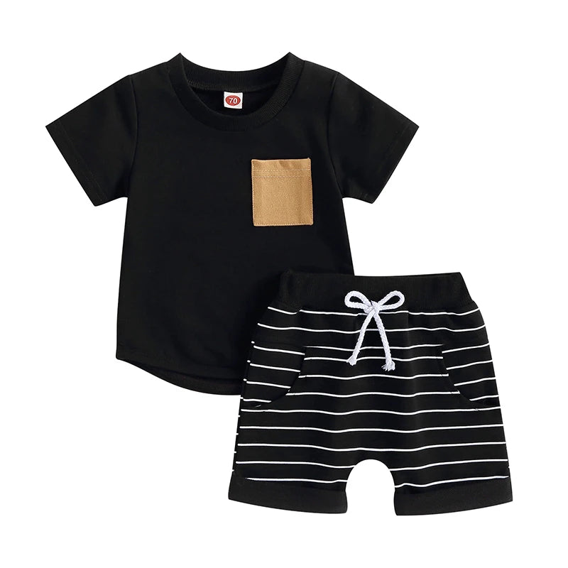 Lioraitiin Baby Boys 2-Piece Summer Set Short Sleeve Shirt Shorts