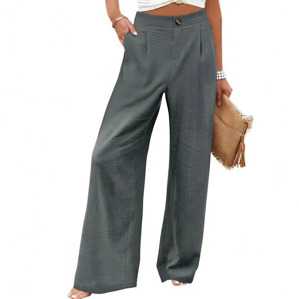 Others High Waist Wide Leg Pants For Women Summer Polyester