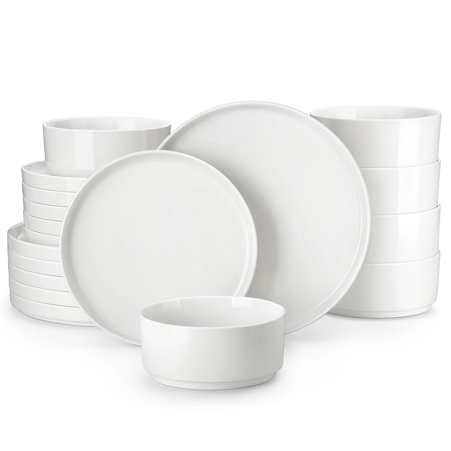 Malacasa Ceramic Dinner Plate Set With Black Rim And Half Standing Edge