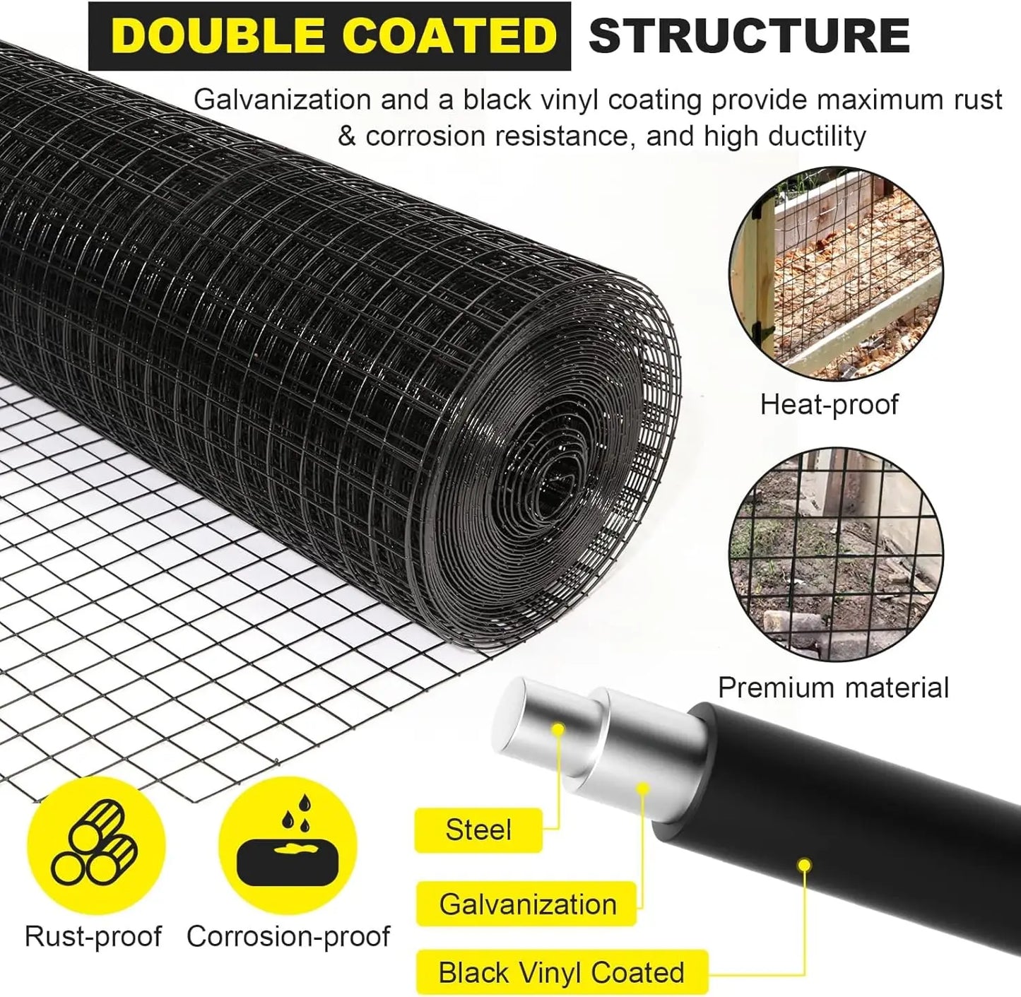 Heavy-Duty Welded Wire Mesh – 36"x50ft Galvanized Steel, 2"x3" Grids (Rust-Proof & Easy DIY Cutting)