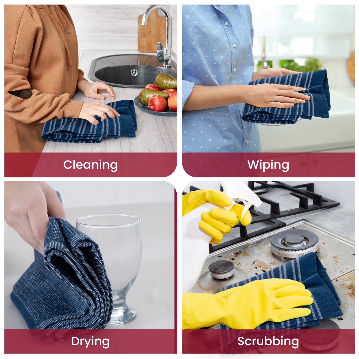 Lux Decor 6 Piece Kitchen Towel Set 100 Percent Cotton