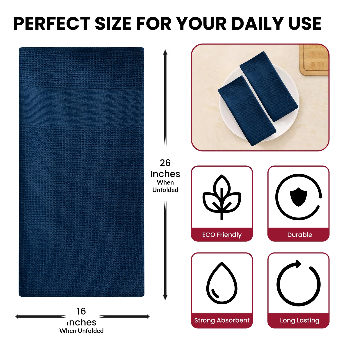 Lux Decor 6 Piece Kitchen Towel Set 100 Percent Cotton