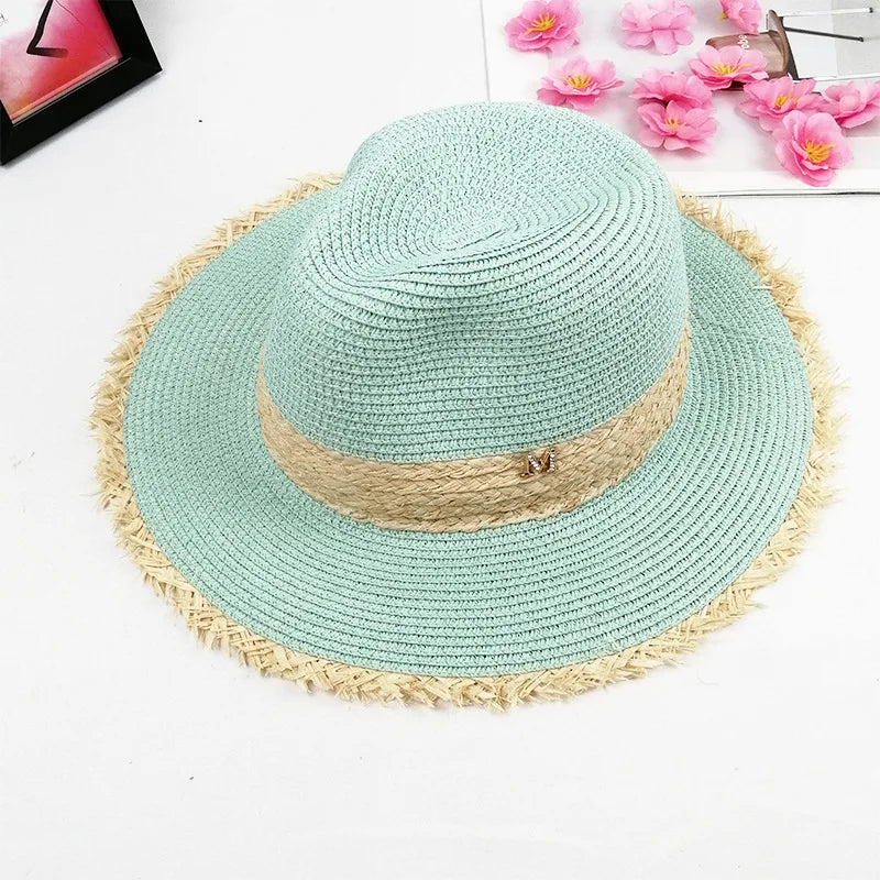 TrancyfineCN Unisex Straw Fedora Hat Travel Beach Sun Hat