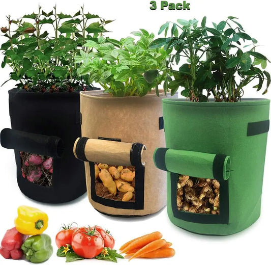 Jianyana 3 Pack Potato Grow Bags With Handles For Vegetables And Tomatoes