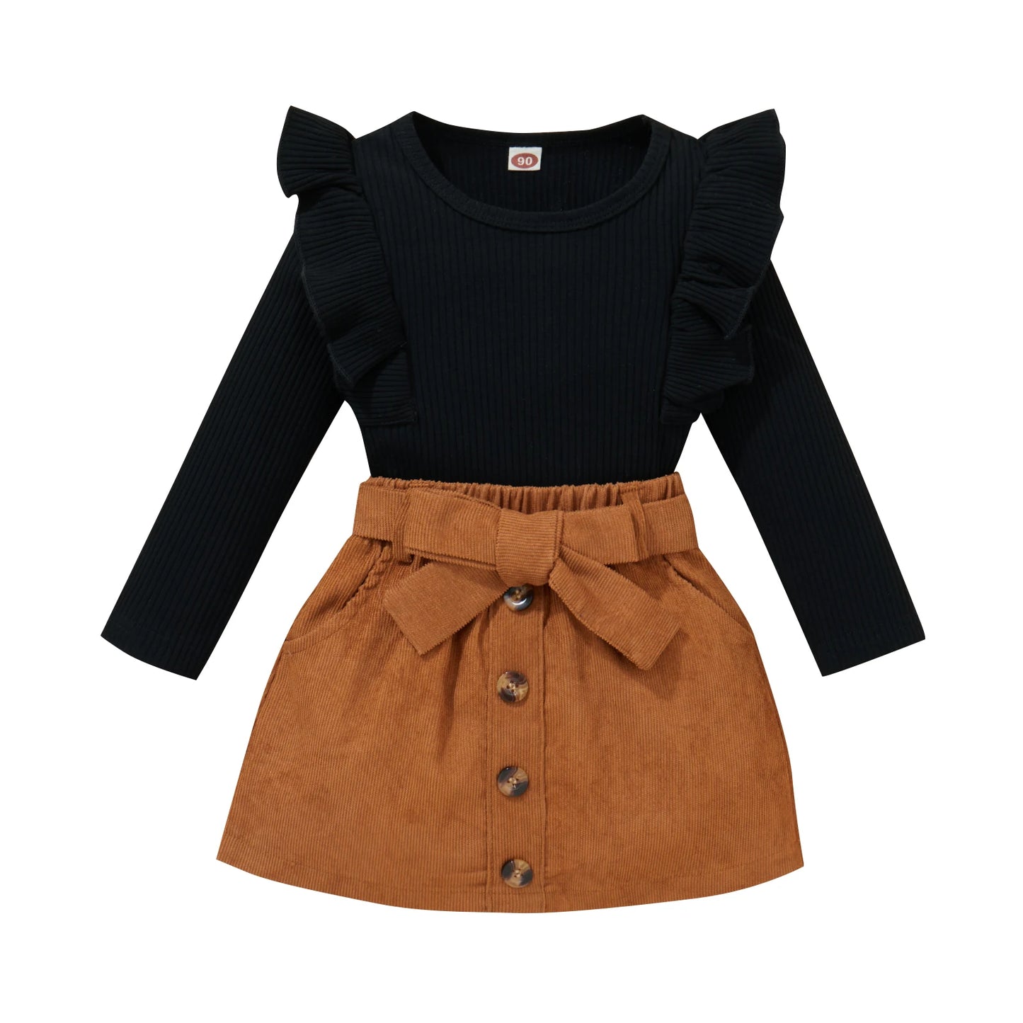Citgeett Girls Autumn Skirt Set With Elastic Waist Long Sleeve