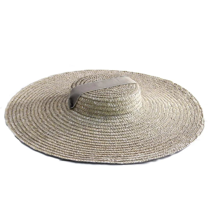 WZRYTTLCN Straw Hat Boater Sun Hat With Ribbon Tie Beach