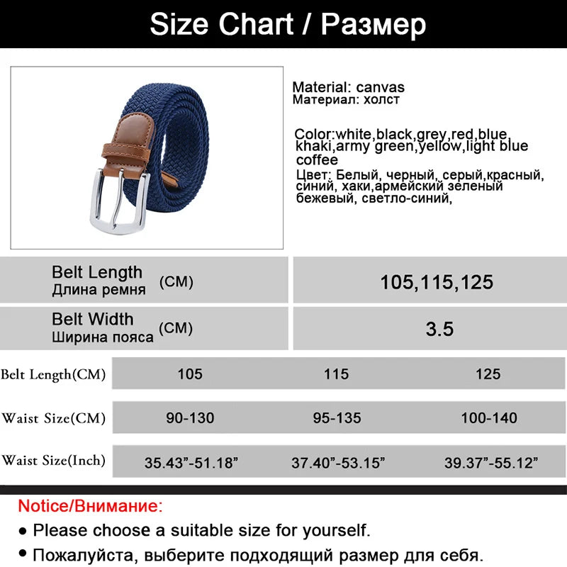 MaiKun Men's Tactical Belt With Metal Pin Buckle Elastic