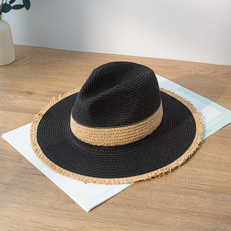 TrancyfineCN Unisex Straw Fedora Hat Travel Beach Sun Hat