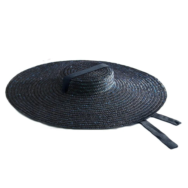 WZRYTTLCN Straw Hat Boater Sun Hat With Ribbon Tie Beach