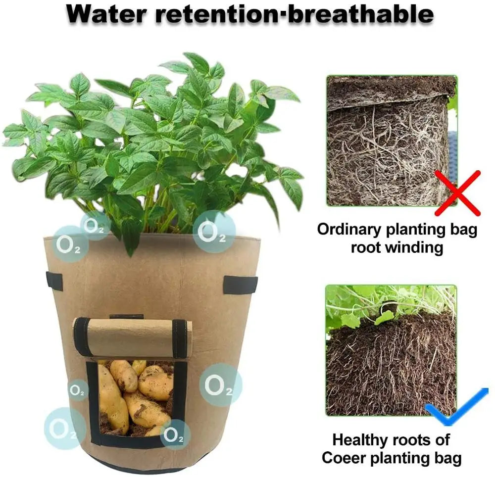 Jianyana 3 Pack Potato Grow Bags With Handles For Vegetables And Tomatoes