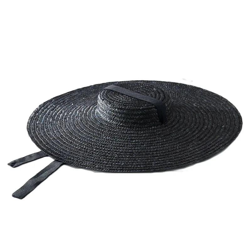 WZRYTTLCN Straw Hat Boater Sun Hat With Ribbon Tie Beach
