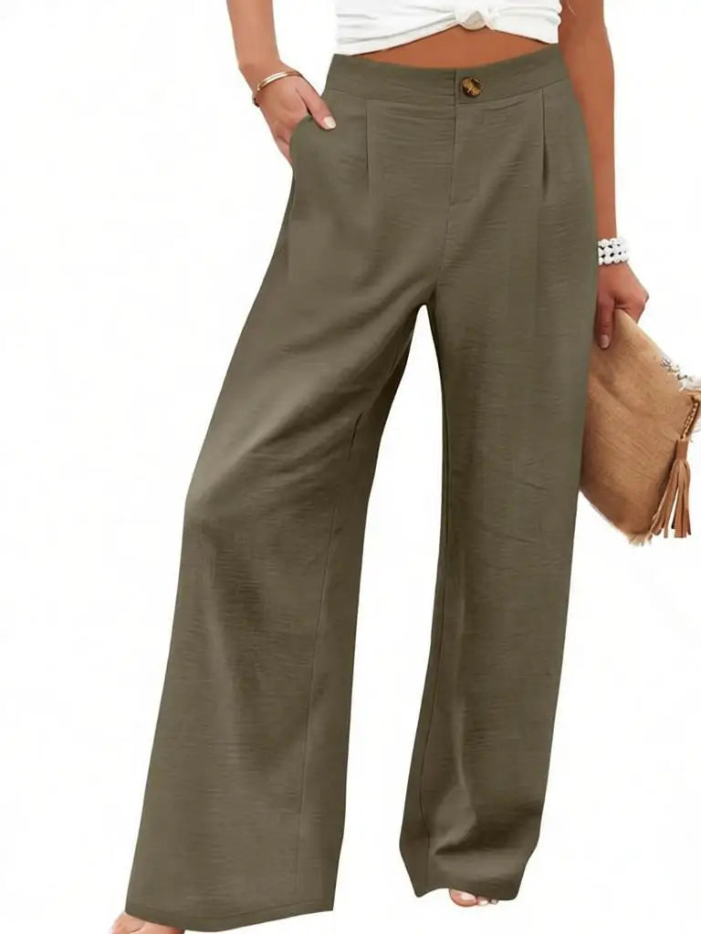 Others High Waist Wide Leg Pants For Women Summer Polyester