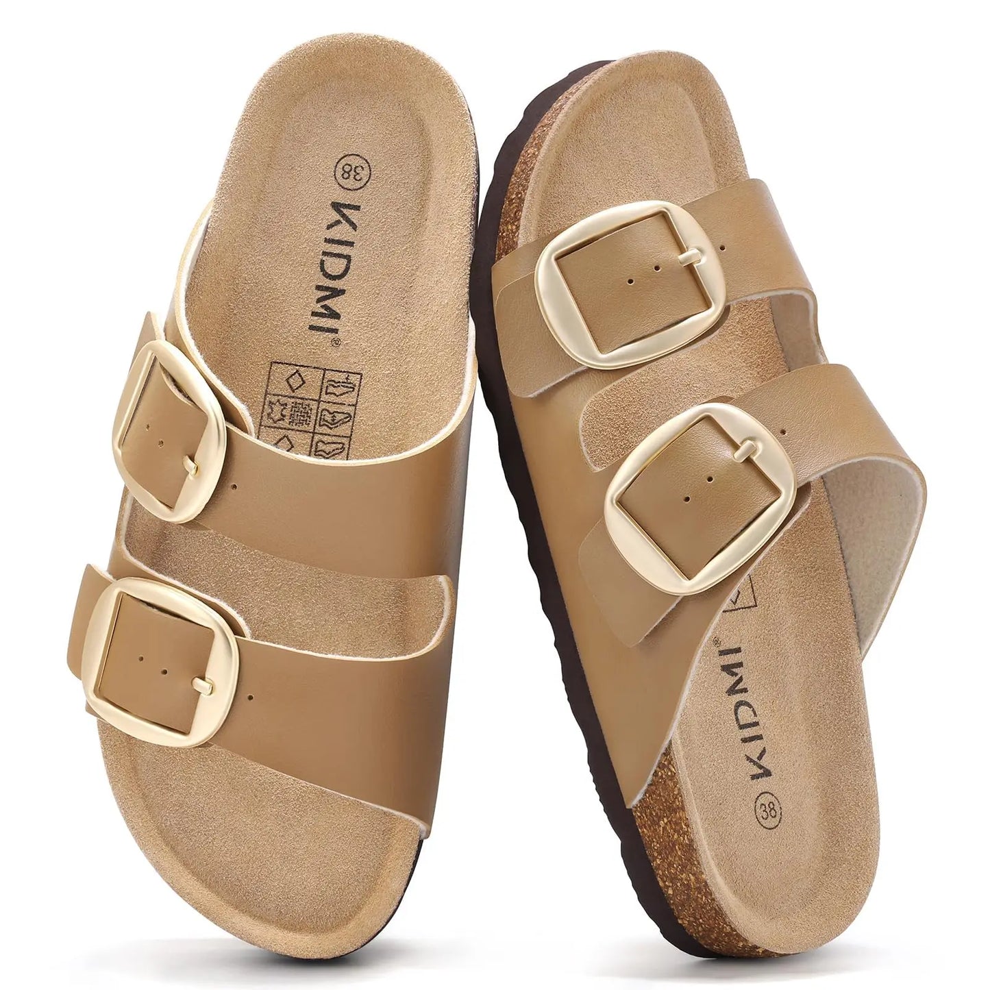 Women's Cork Sandals With Arch Support Buckle Slides For Outdoor