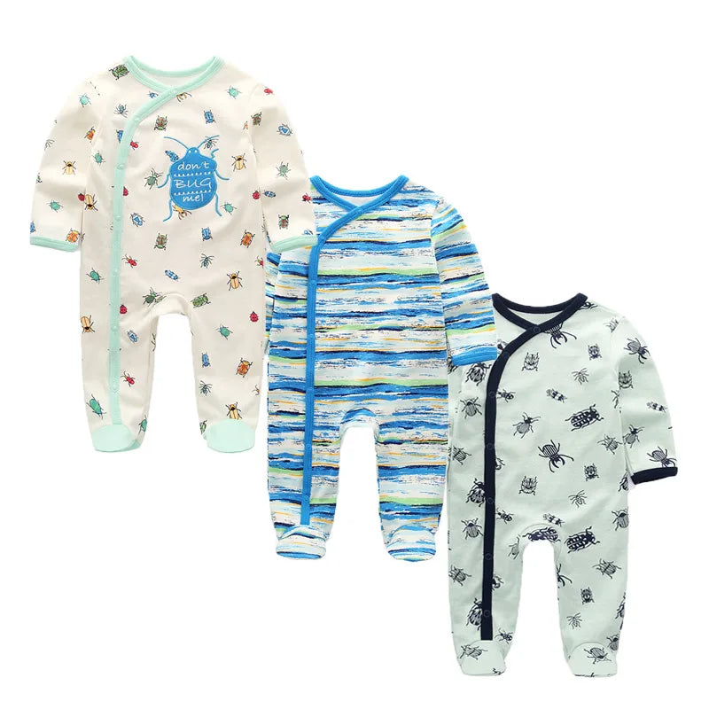 3 Piece Baby Romper Set Autumn Winter Long Sleeve 100% Cotton