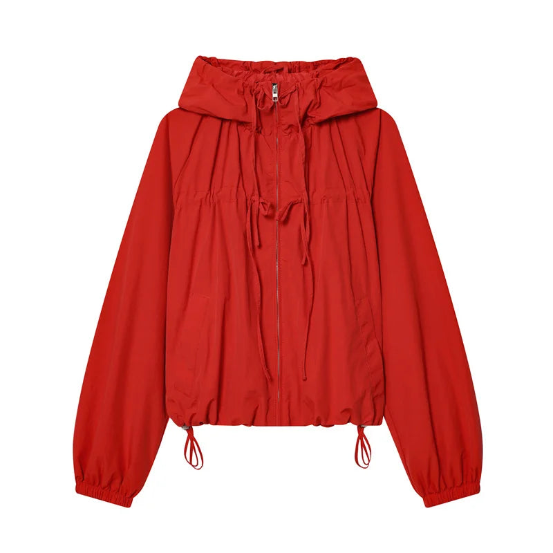 Guobioziy Women's Hooded Zipper Cardigan With Drawstring Detail