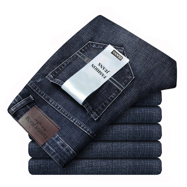Men's Casual Straight Fit Stretch Denim Jeans For Everyday Work