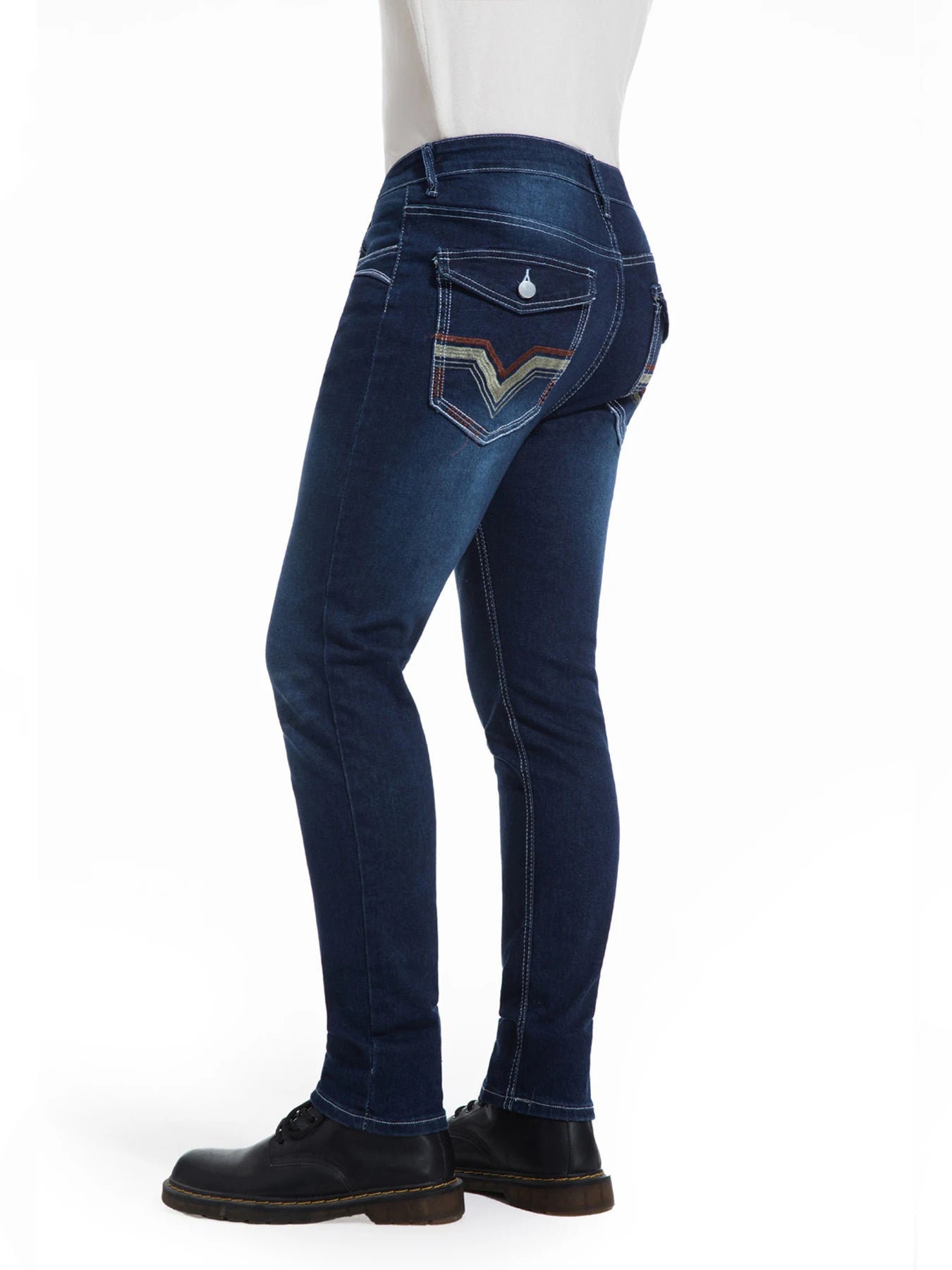 NONECN Men's Elastic Embroidered Casual Stretch Jeans