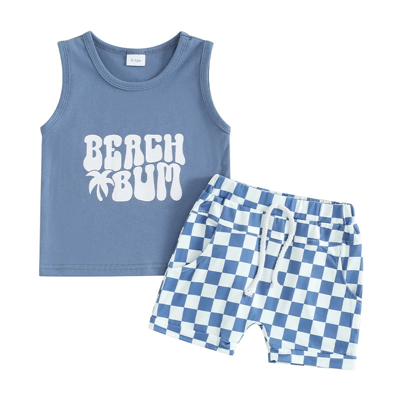 Lioraitiin Toddler Boys Summer Outfit Set Letter Car Print Tank Tops And Shorts