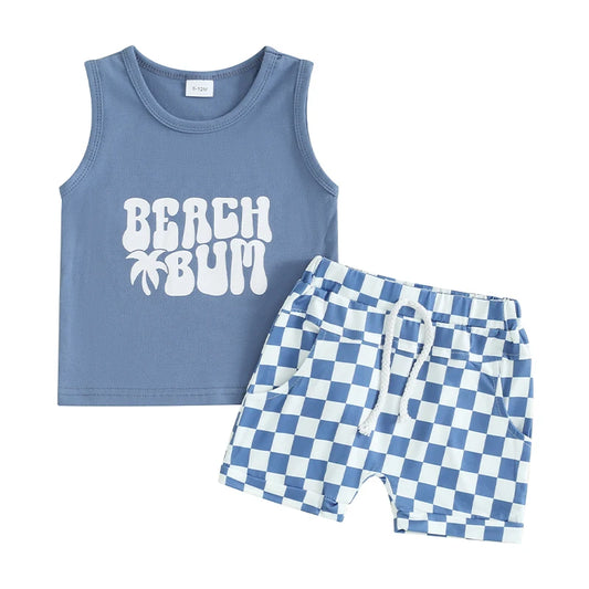 Lioraitiin Toddler Boys Summer Outfit Set Letter Car Print Tank Tops And Shorts