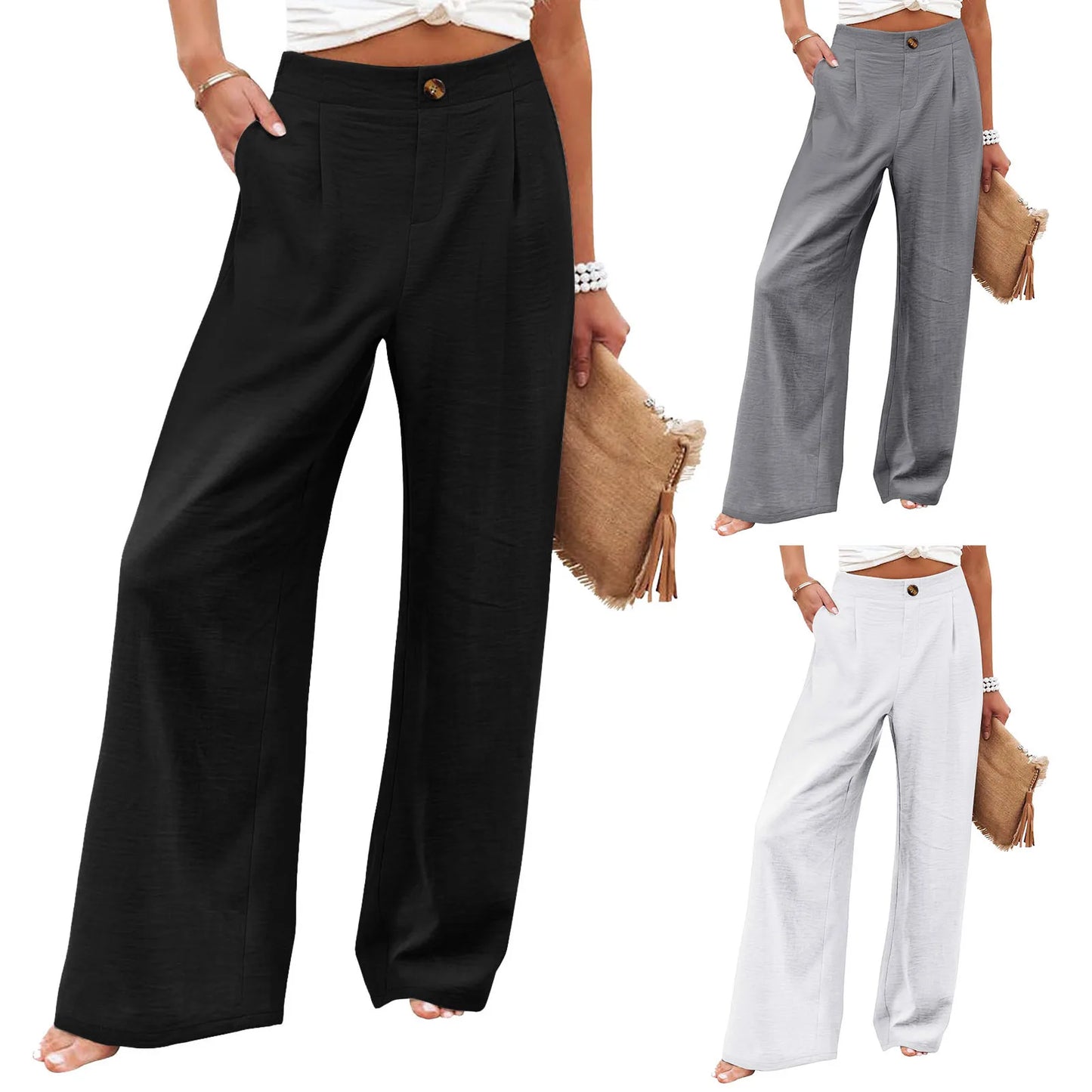Cakulo Cotton Linen Pants Women Casual Lightweight Trousers With Pockets